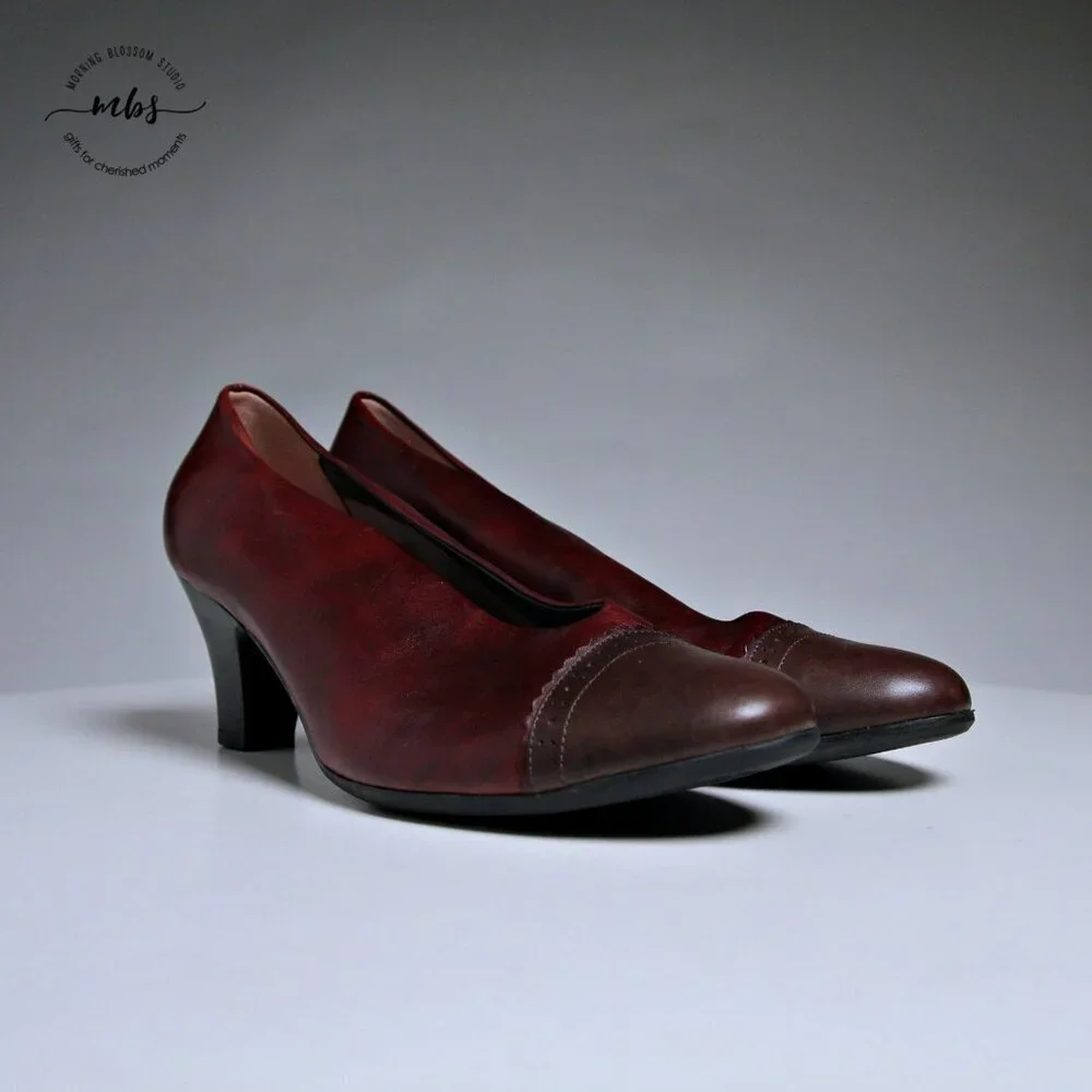 EUC BeautiFeel Calla Cap Toe Pumps‎ in Burgundy Women Size EU 42